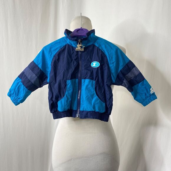 Boys Size 12 Months Windbreaker Jacket Starter Blue Vintage Full Zip - Picture 2 of 10